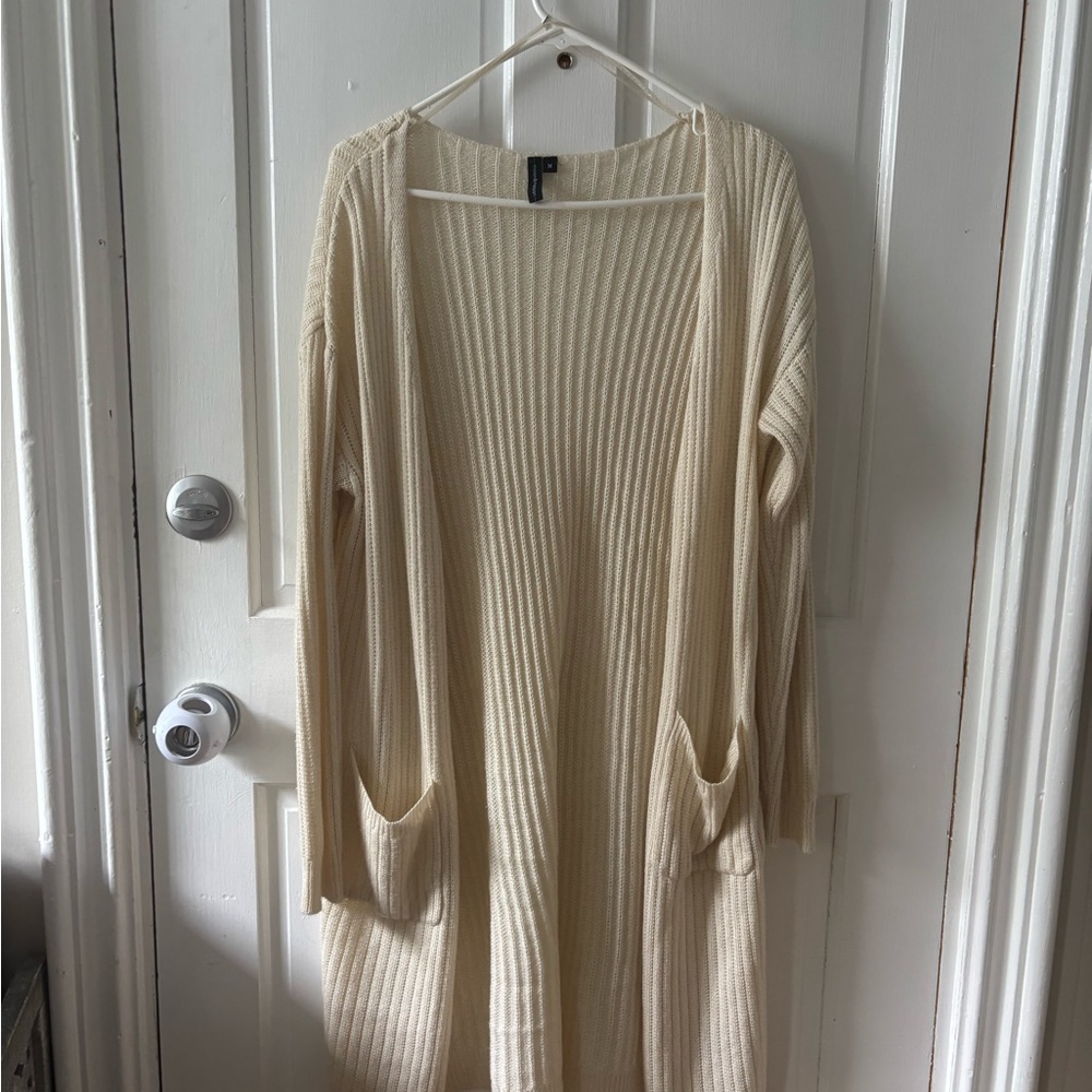moon & madison Cream Ribbed Cardigan Sweater